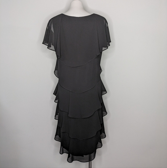 Vintage Patra black layered ruffle short sleeve dress 12 - Picture 7 of 9